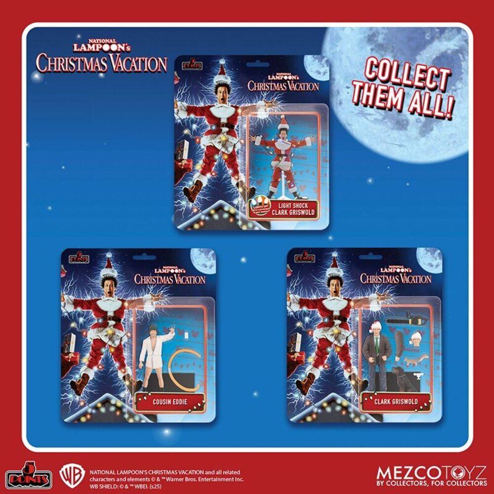 Christmas Vacation Mezco 5 Points Action Figure Complete Set (3)